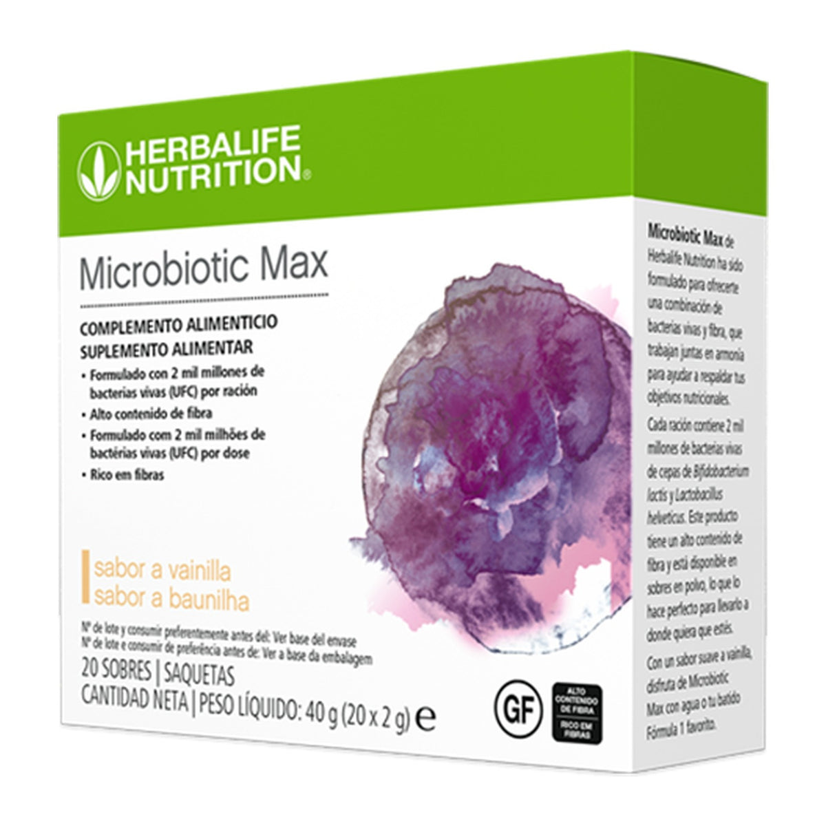 microbiotic max baunilha 20 saquetas